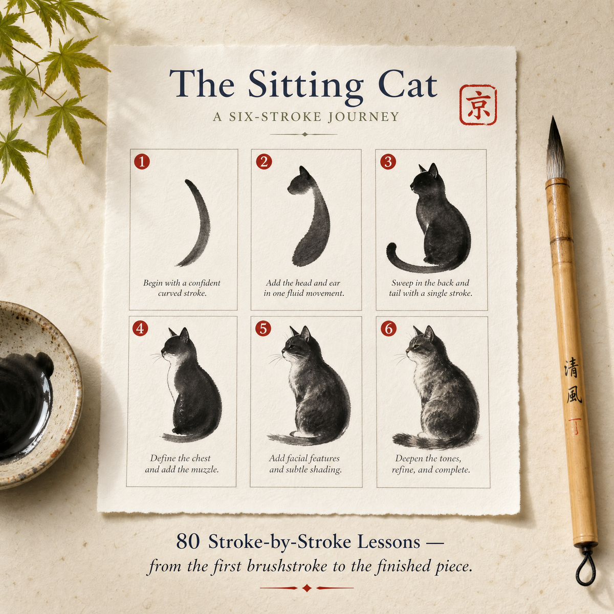 80 stroke-by-stroke lessons — from the first brushstroke to the finished piece