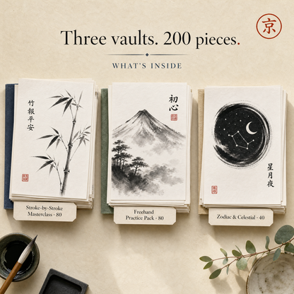Three vaults, 200 pieces: stroke-by-stroke masterclass, freehand practice pack, zodiac & celestial