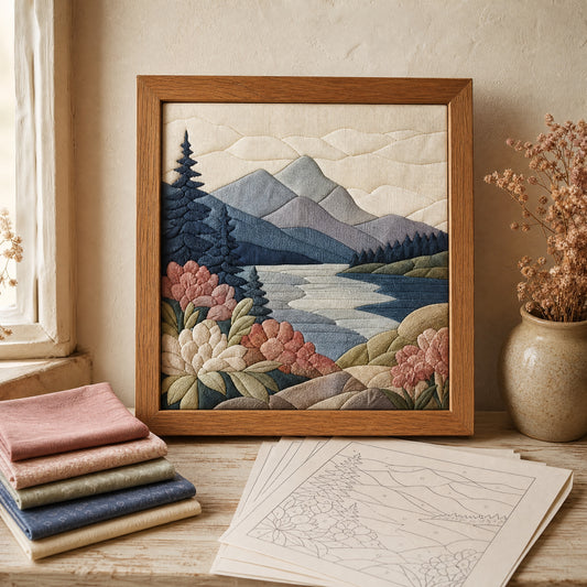 The Silk Atelier — framed Kinusaiga fabric art with printed templates